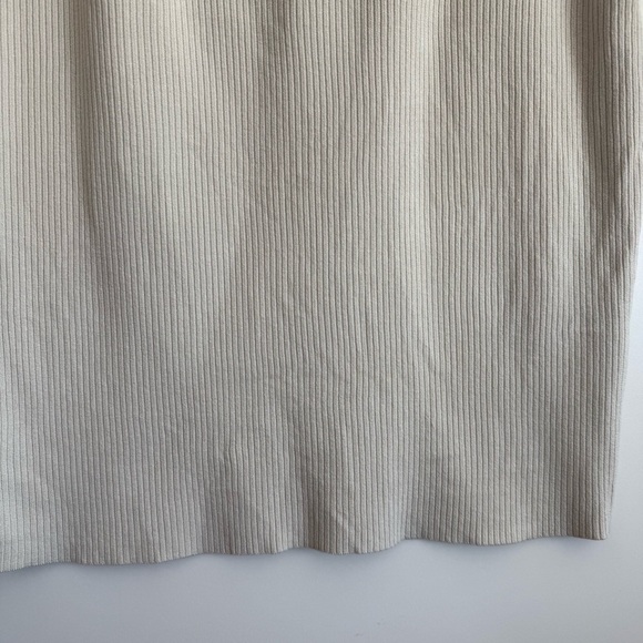 EILEEN FISHER Cream Ribbed Knit Knee Length Pencil Straight Skirt M Medium Silk - Picture 5 of 11
